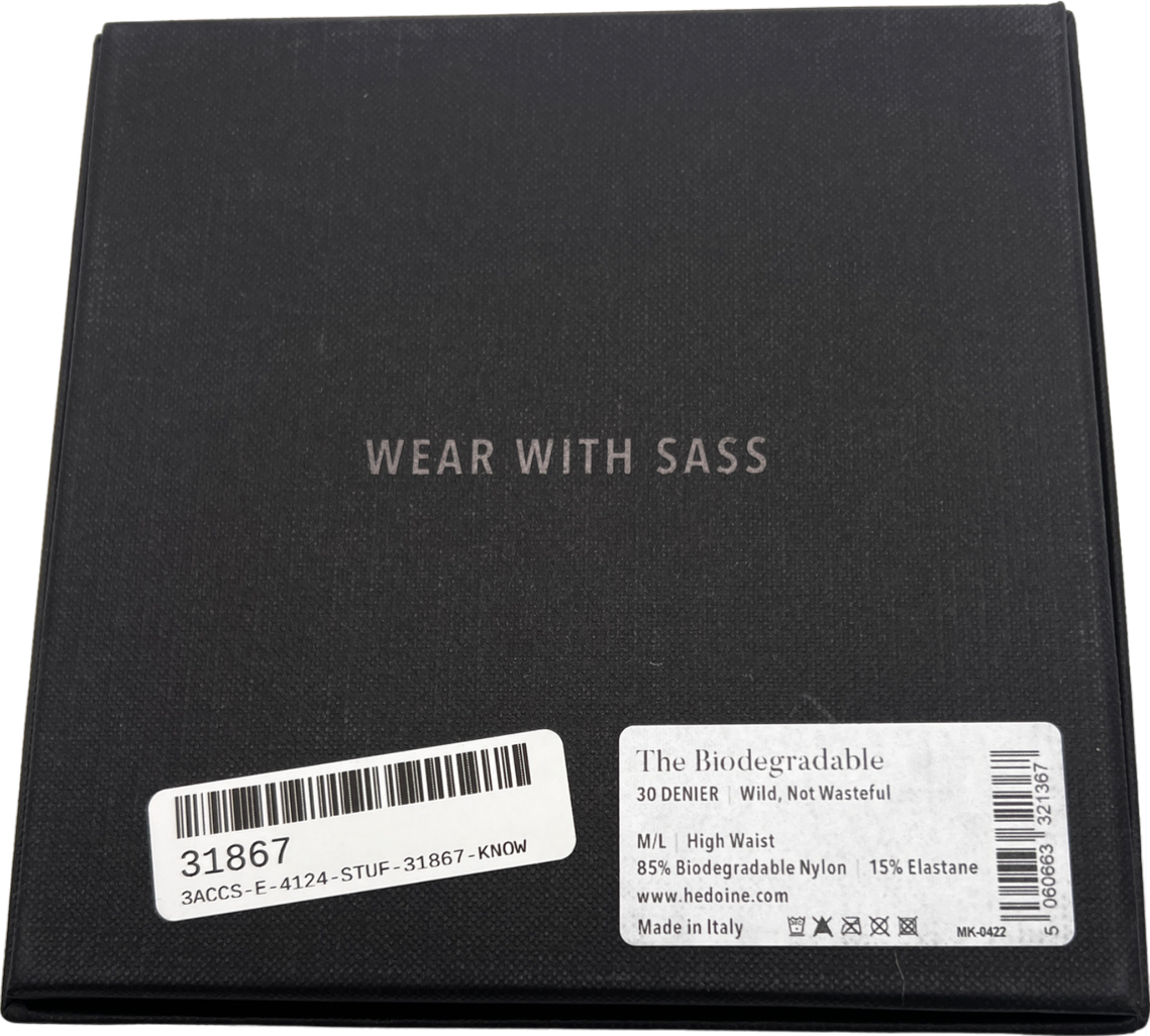 hedoine Black The Biodegradable 30 Denier Stretch-woven Tights UK M/L