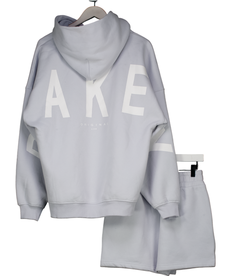 Blakely Blue 2-piece Soft Shorts And Oversize Logo Hoodie Set UK S/M