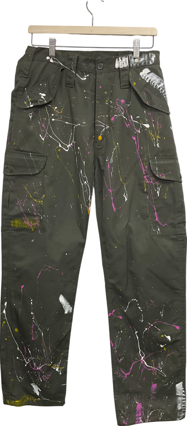 Green Graffiti Cargo Trousersv W34