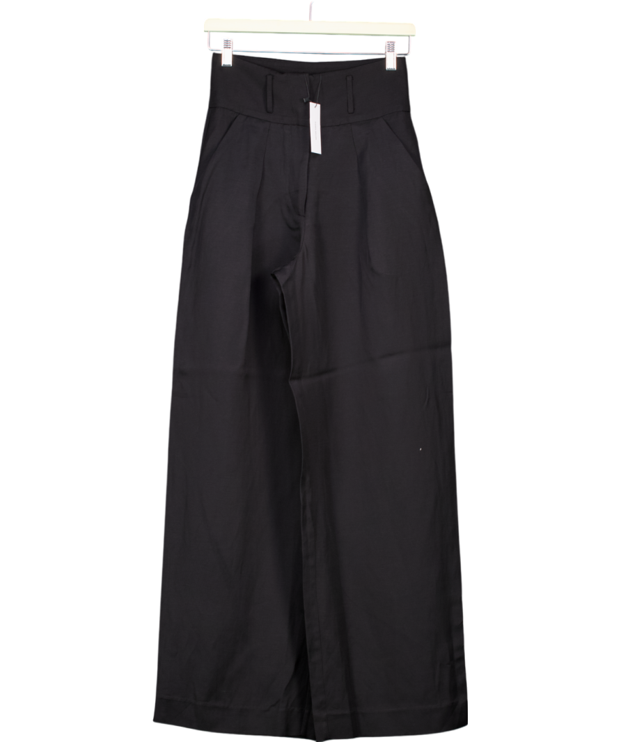 Karen Millen Black Tailored Viscose Linen Wide Leg Trouser UK 6