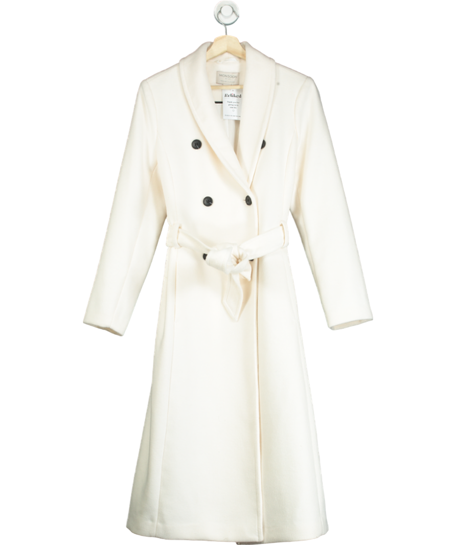 Monsoon Mimi Longline Trench Coat White UK 10