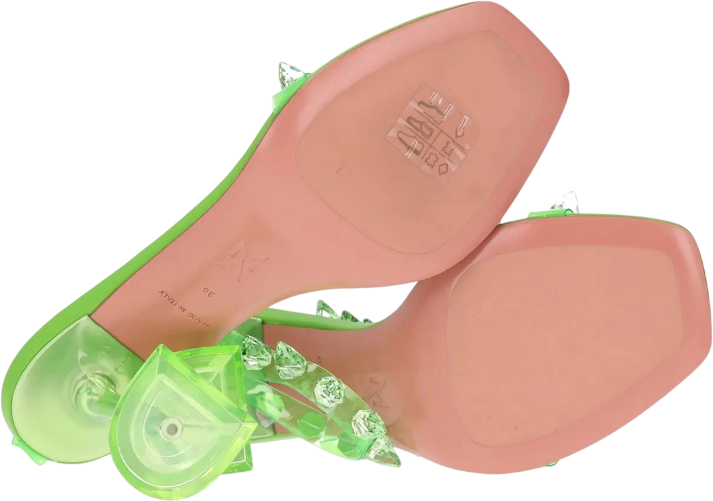 AMINA MUADDI Green Julia Spiked Pvc And Leather Sandals UK 3 EU 36