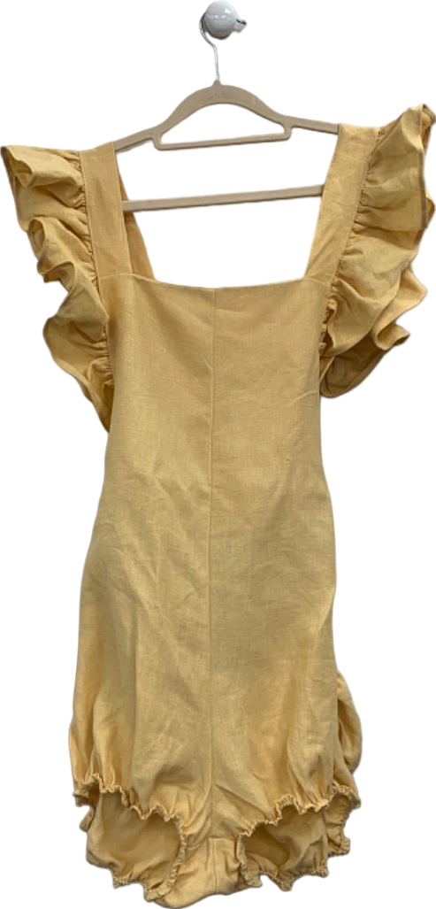 Freya Lillie Yellow Linen Ruffle Dress UK 6/8