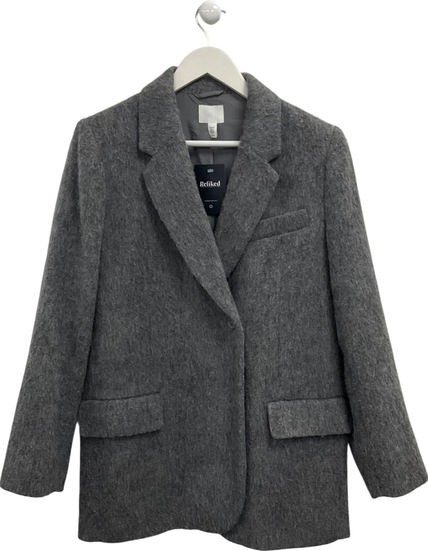 H&M Grey Brushed Wool Blend Jacket UK XS