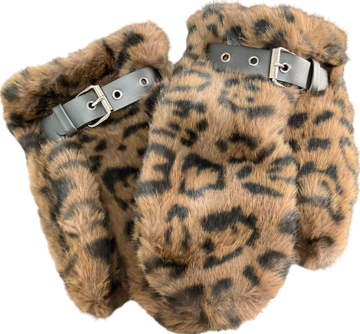 Brown Leopard Print Gloves On String