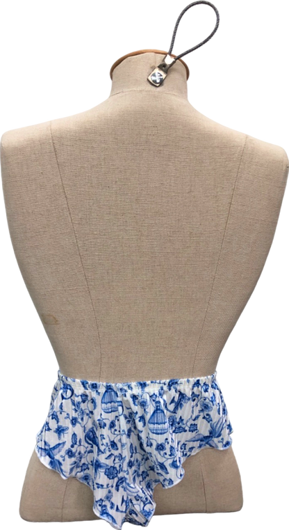 Savage Fenty Blue Floral Print Tie-Up Velvet Babydoll X-Small