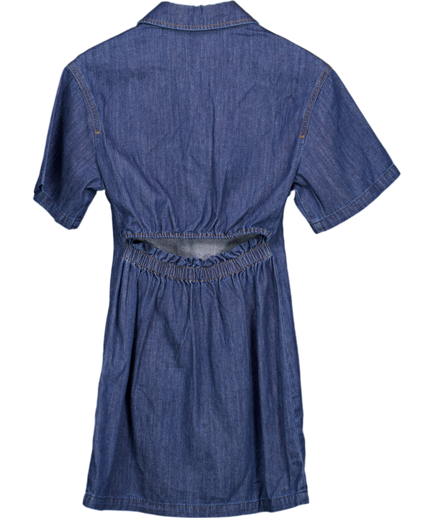Self Who Navy Blue Cotton Denim Dress UK S