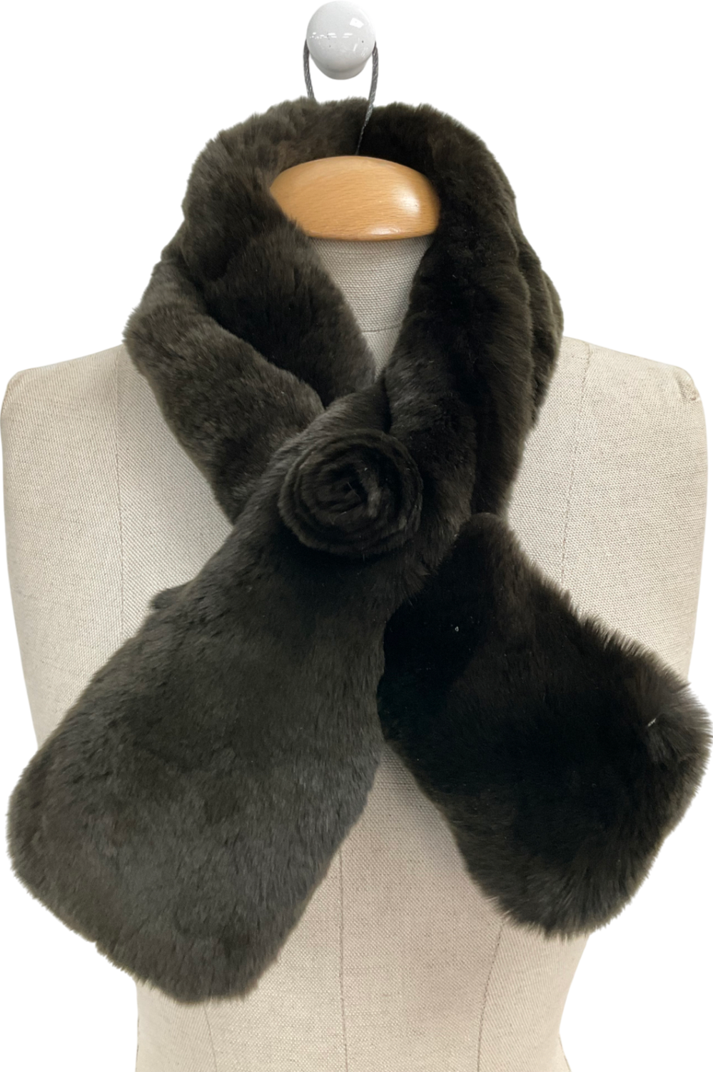 n.peal Brown Luxury Deep Pile Rex Fur Neck Warmer