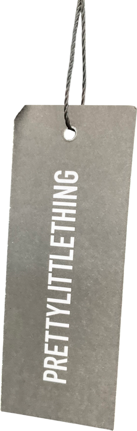 PrettyLittleThing Black Faux Leather Back Strap  Crop Top UK 6