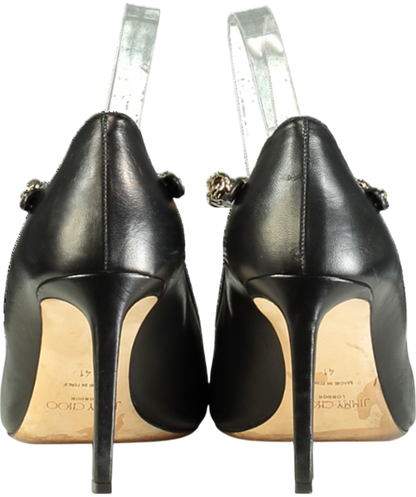 Jimmy Choo Black Malva 85 Leather Mary Jane Pumps UK 8 EU 41 👠