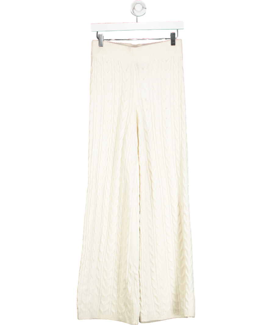 New Look Cream Cable Knit Wide Trousers UK S