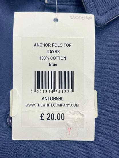 The Little White Company Blue Anchor Polo Top 4-5 Years