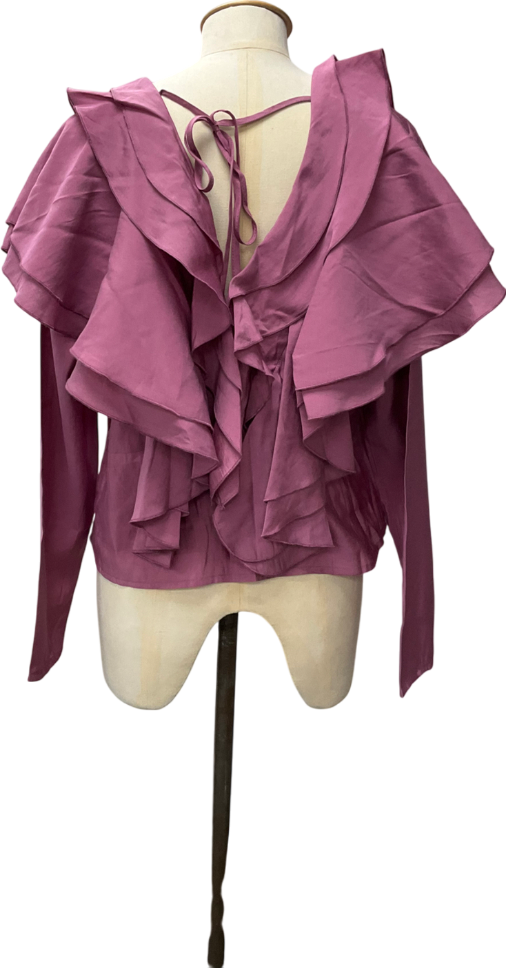 Very Pink Soft Ruffle Long Sleeve Blouse UK 16