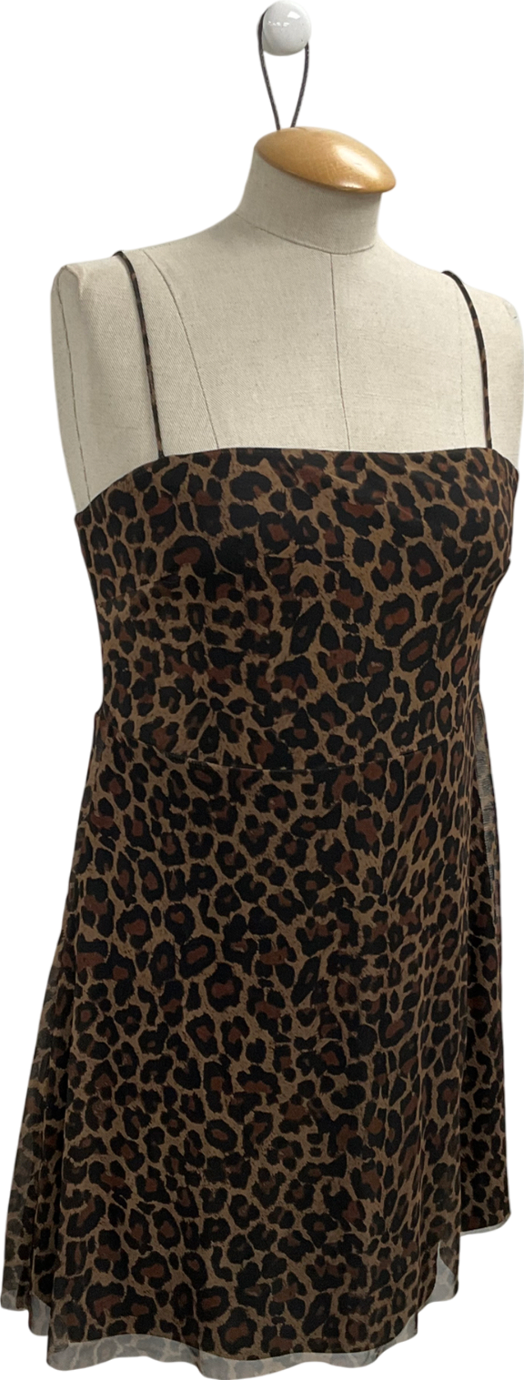 MANGO Brown Short Leopard-print Dress UK M