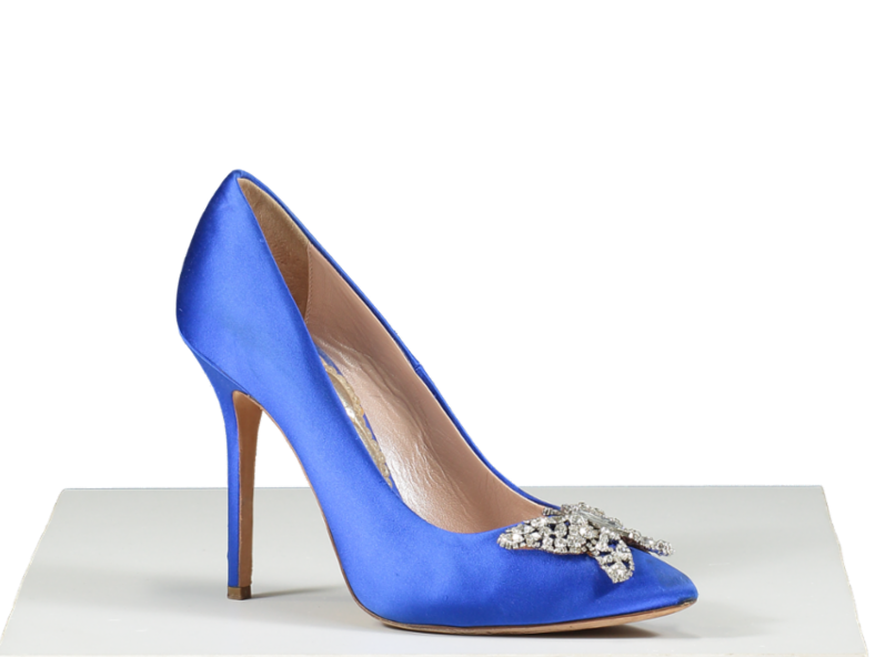 Aruna Seth Blue Satin Embellished Stilettos UK 7 EU 40 👠