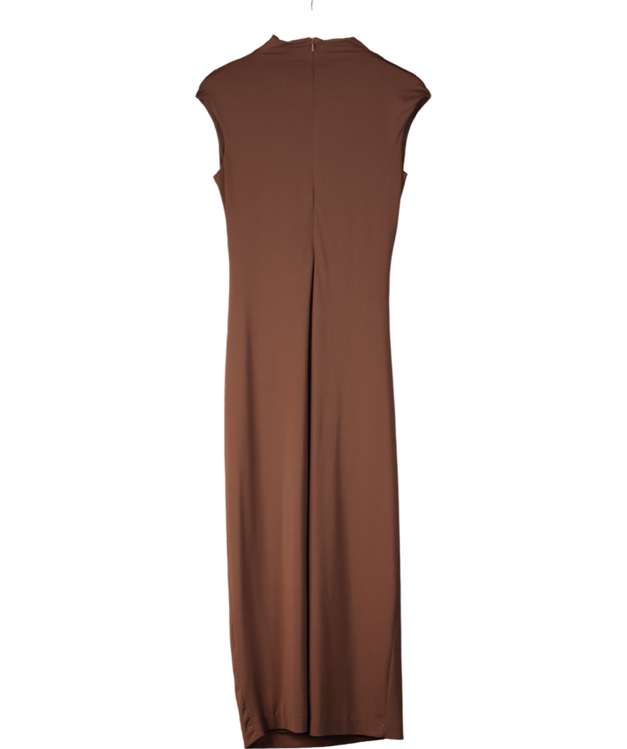 ZARA Brown Ruched Midi Dress UK L