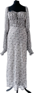 FREE PEOPLE Grey People Aglow Long Sleeve Maxi  Dress UK M