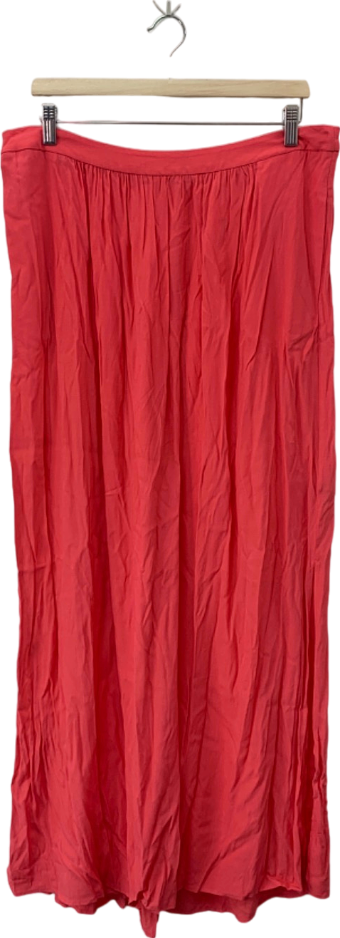 Boden Red Pleated Maxi Skirt UK 16 long