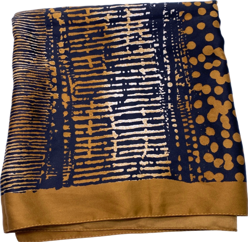 Unknown Brand Brown and Navy Patterned Scarf