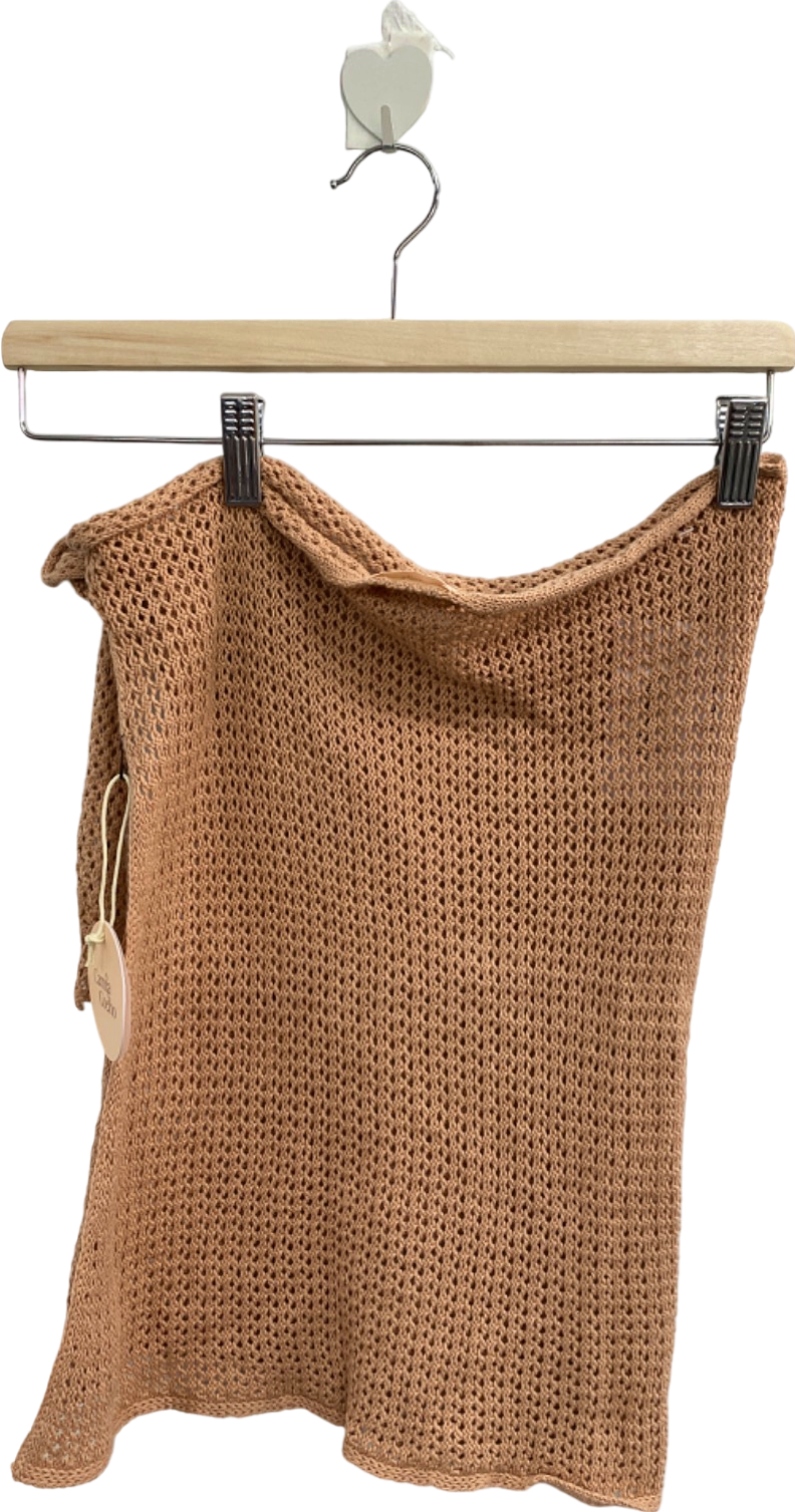 Camila Coelho Brown Crochet Wrap Skirt XS