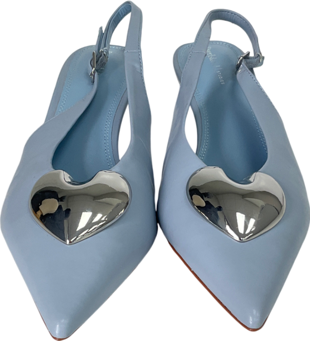 River Island Blue Heart Sling Back Heeled Court Shoes UK 7 EU 40 👠