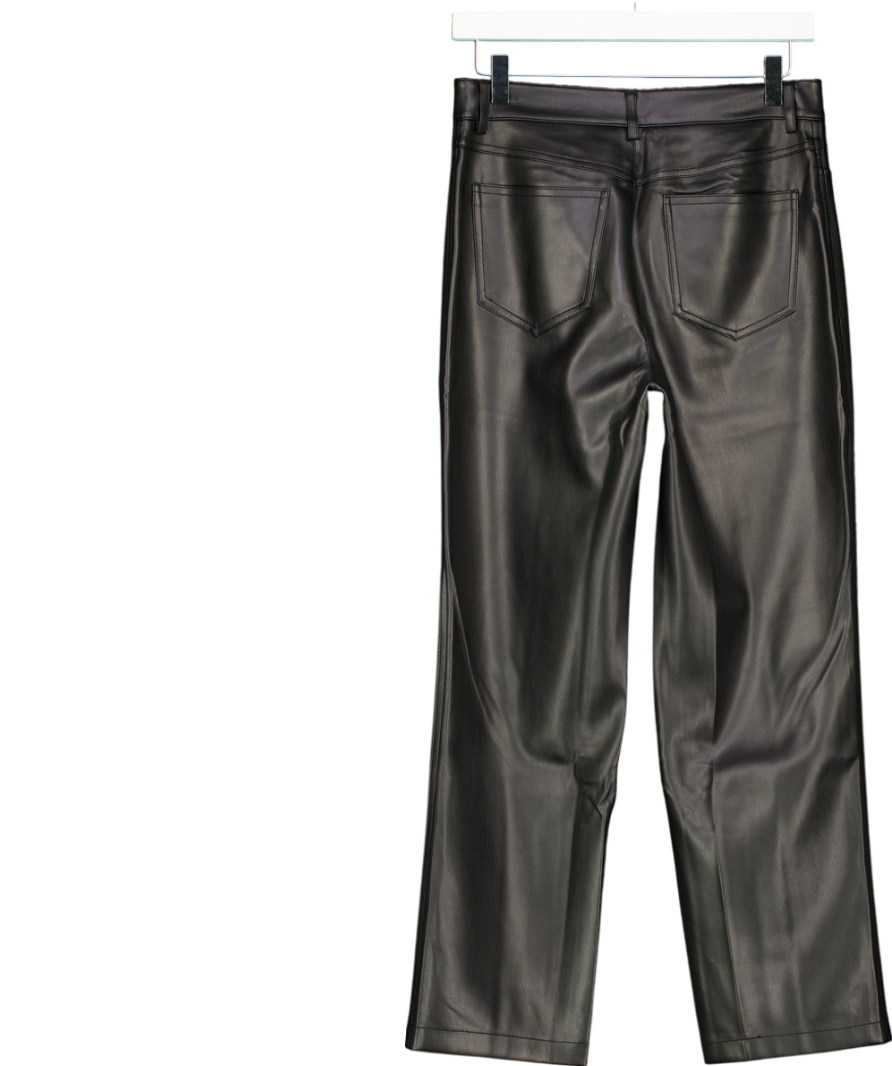 MANGO Black Leather Effect Trousers UK 8