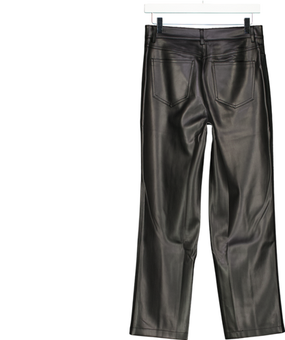 MANGO Black Leather Effect Trousers UK 8