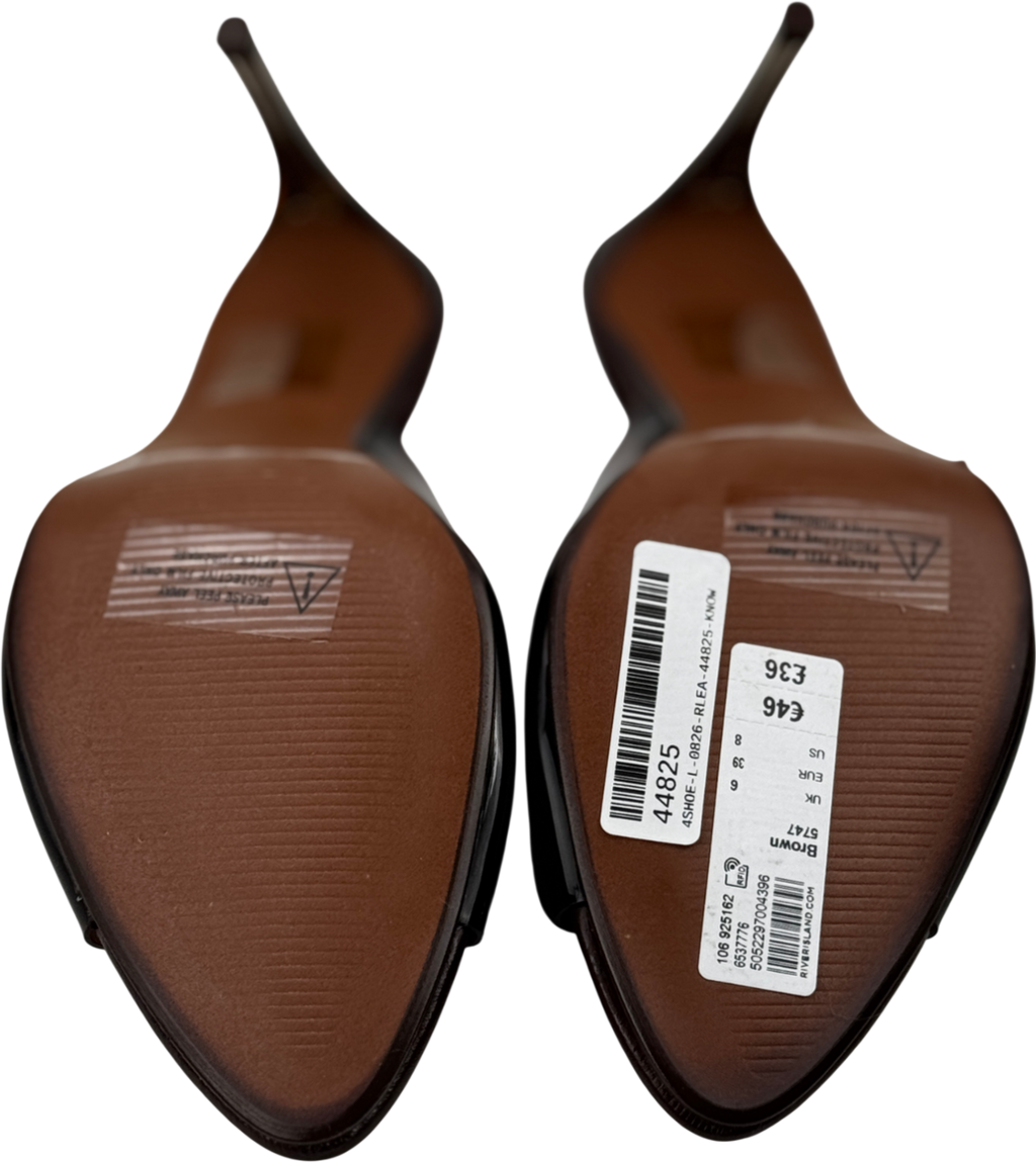 River Island Studio Brown Perspex Mule Heeled Sandals UK 6 EU 39 👠