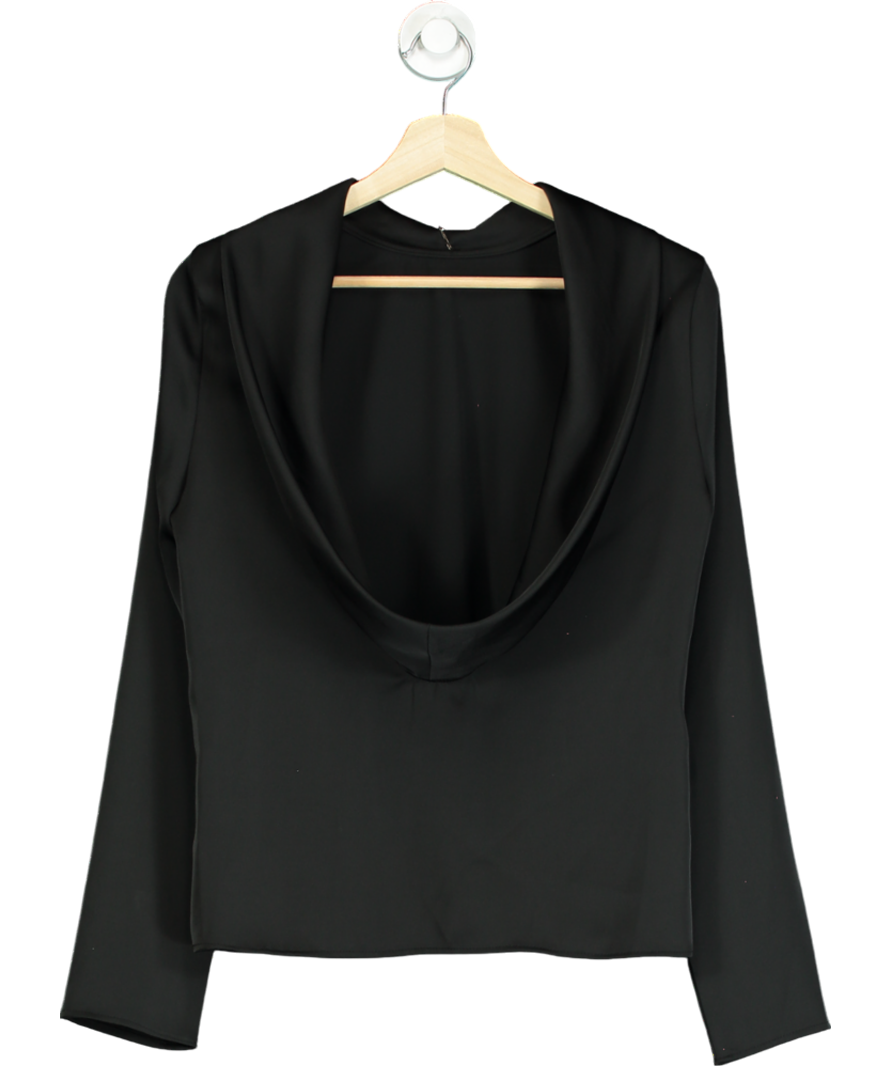 AMR London Black Safa Silk Satin Blouse UK S/M