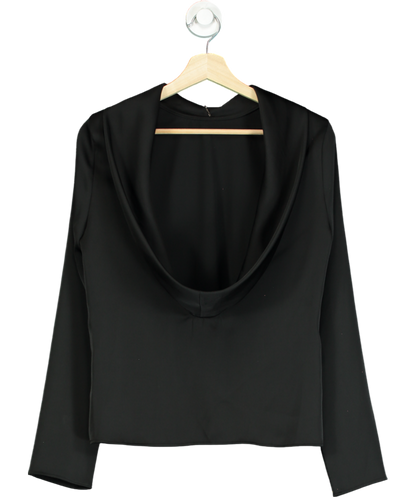 AMR London Black Safa Silk Satin Blouse UK S/M