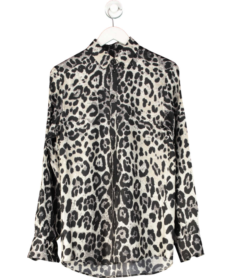 Dolce & Gabbana Black Leopard Print Martini-fit Silk Shirt UK M