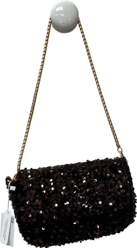 New Look Brown Sequinned Crossbody Bag One Size