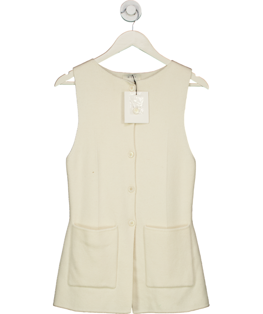 DISSH Cream Ava Longline Knit Vest UK S