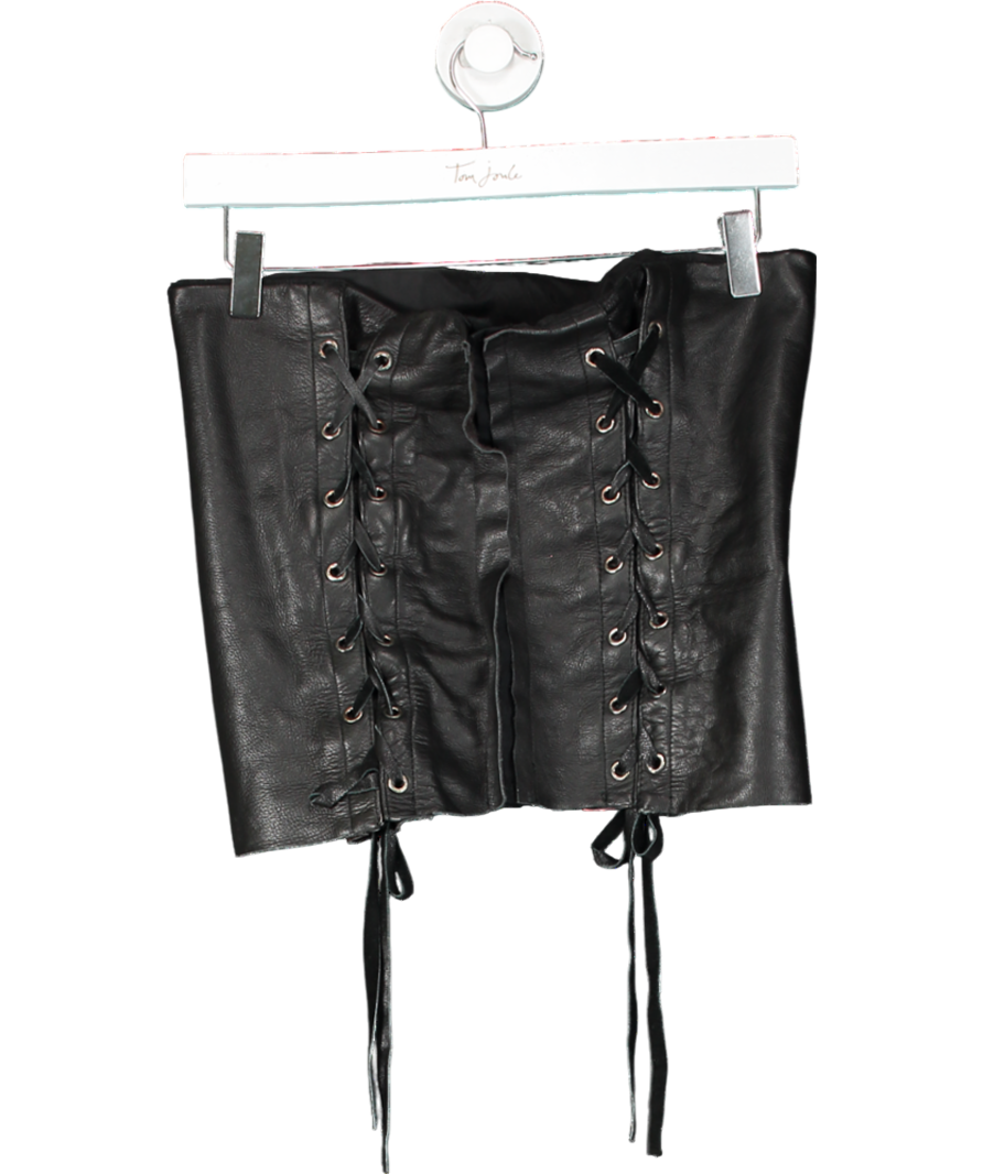HODAKOVA Black Leather Lace Up Corset UK S