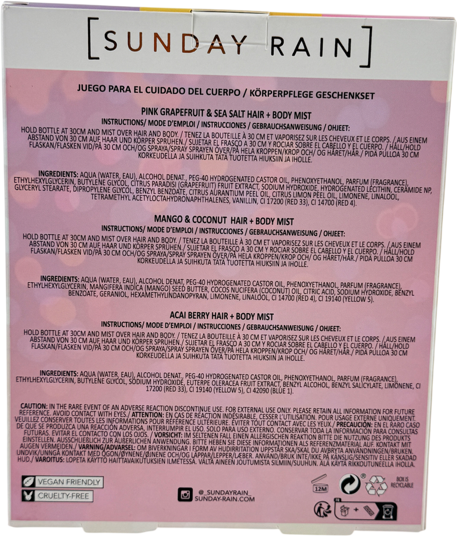 Sunday rain Hair & Body Mist Trio X3 90ml