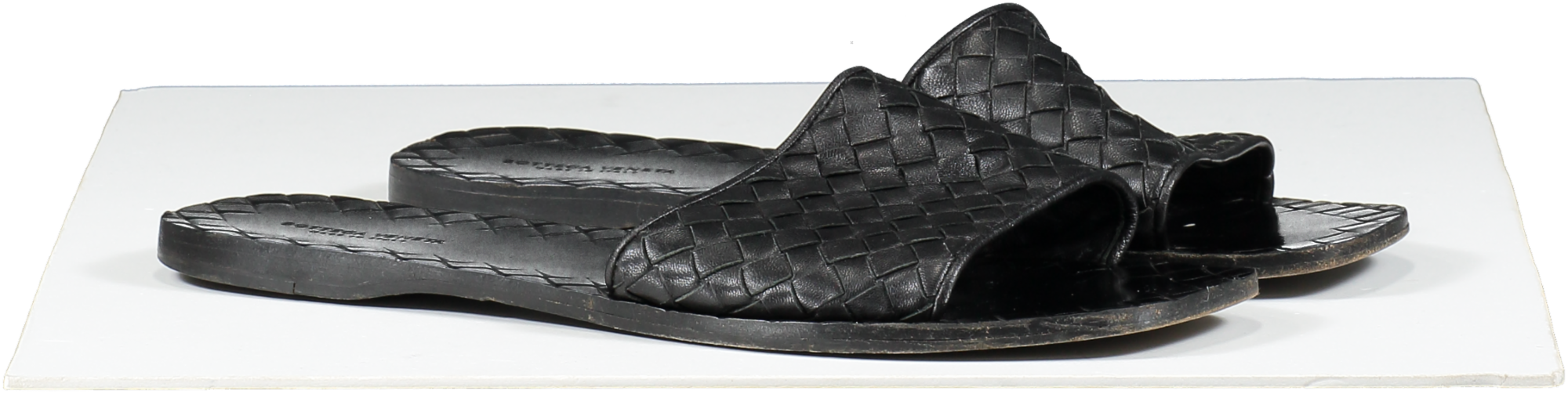 BOTTEGA VENETA Black Open Toe Leather Slippers UK 7 EU 40 👠