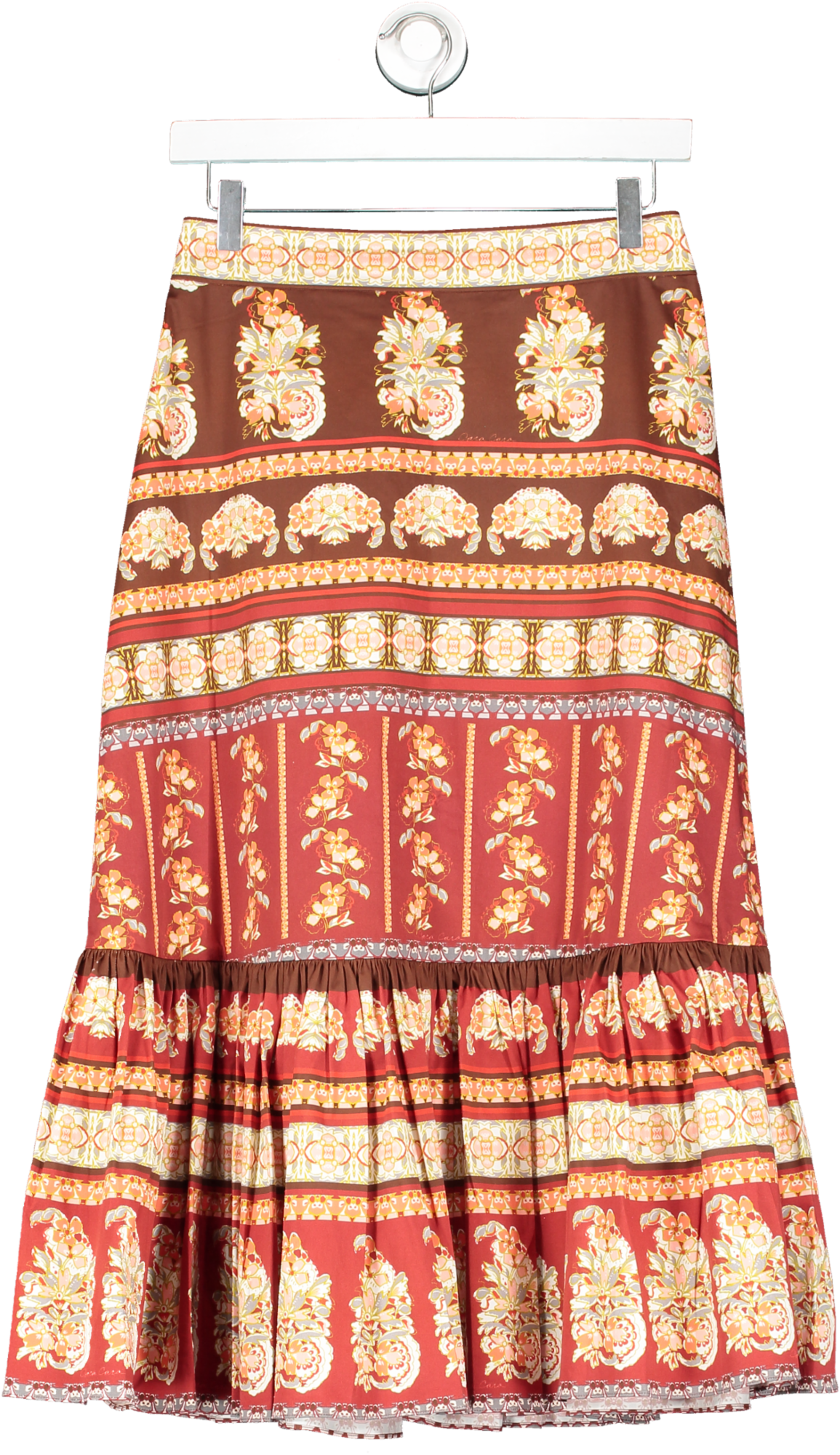 Cara Cara Brown Floral Patter Midi Skirt UK 8