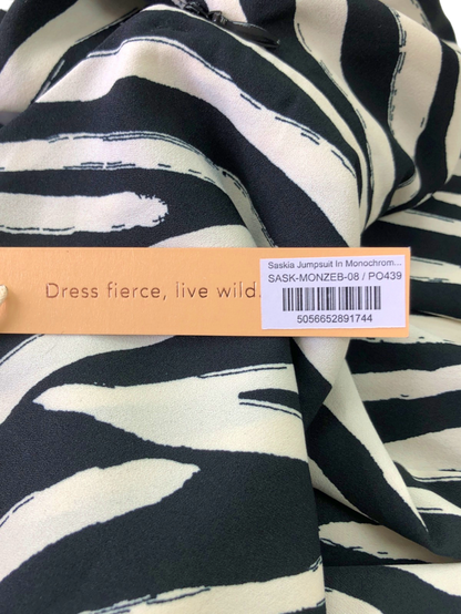 Dancing Leopard Black/White Zebra Print Saskia Jumpsuit UK 8