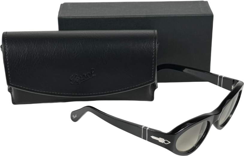 PERSOL Black Po0052s Pillow-frame Acetate Sunglasses In Case & Box