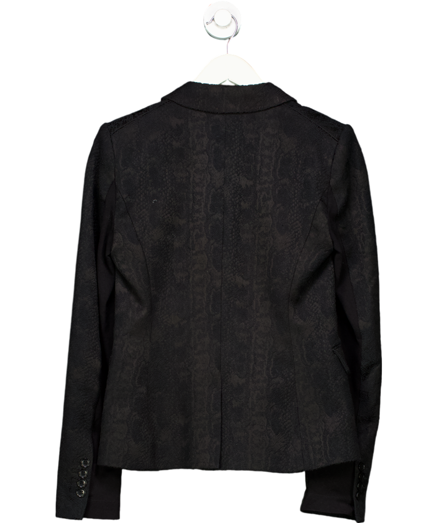 BCBGMAXAZRIA Black Single Button Textured Suit Jacket UK XXS