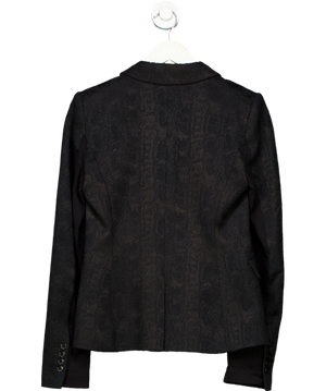 BCBGMAXAZRIA Black Single Button Textured Suit Jacket UK XXS