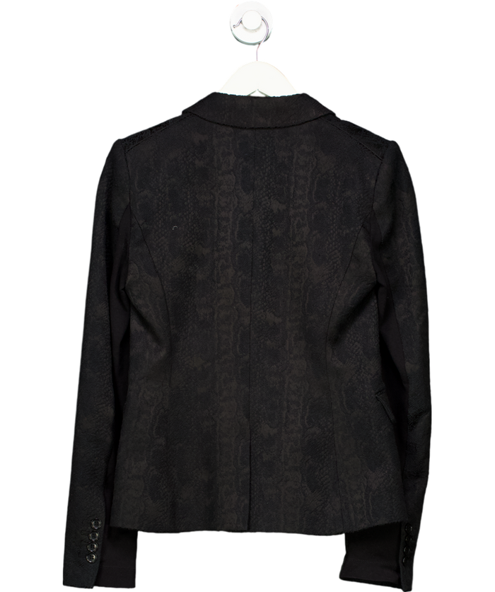 BCBGMAXAZRIA Black Single Button Textured Suit Jacket UK XXS