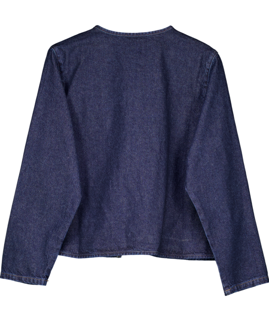 ASOS Blue Denim Long Sleeve Tie Front Top With Contrast Stitching UK S