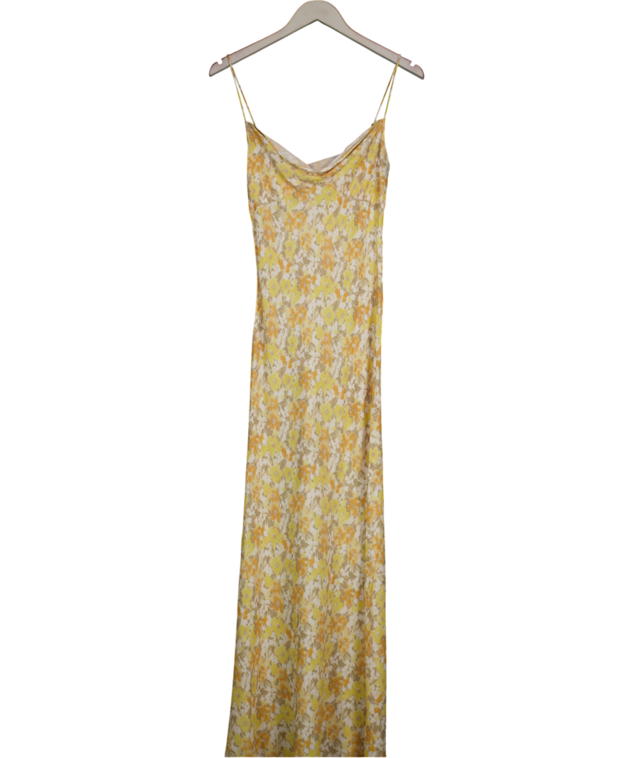 SISTERHOOD Orla Maxi  Slip  Dress- Butter Yellow Fleur UK XS