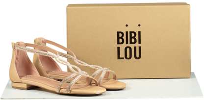 Bibi Lou Nude Swarovski Embellished Strappy Sandals UK 5 EU 38