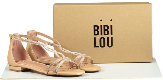 Bibi Lou Nude Swarovski Embellished Strappy Sandals UK 5 EU 38