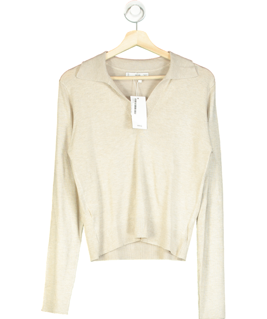 MANGO Beige Polo-neck Knitted Sweater UK M