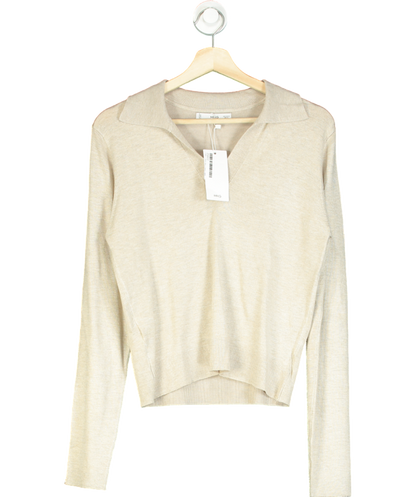 MANGO Beige Polo-neck Knitted Sweater UK M