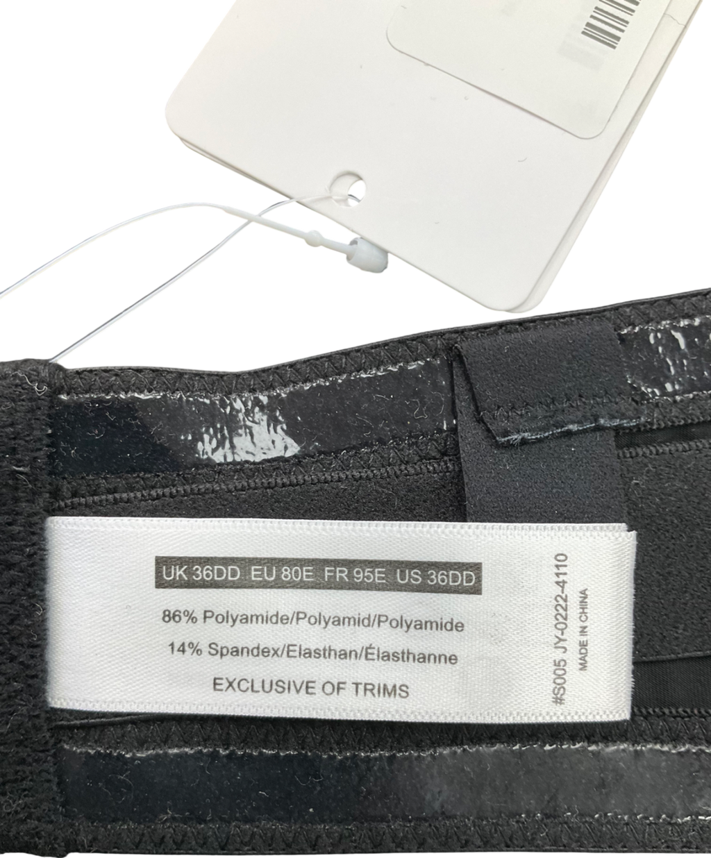 Melenca Black Push Up Strapless Bra UK 36DD