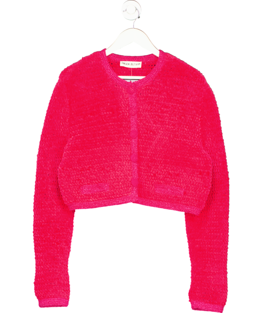 Magda Butrym Pink Chenille Crochet Blazer In Fuchsia Fr34 UK 6